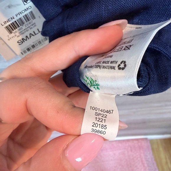 NWT Charter Club Luxury 100% Linen Tie-Front Top Intrepid Blue Small - Picture 11 of 12